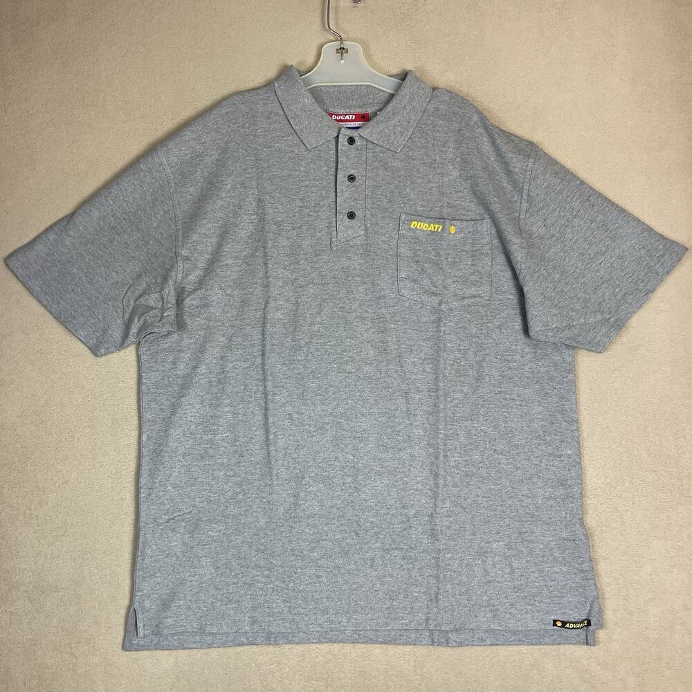 Ducati Polo Shirt Mens XL Gray‎ Shell Advance Motorcycle Racing Team Embroidered